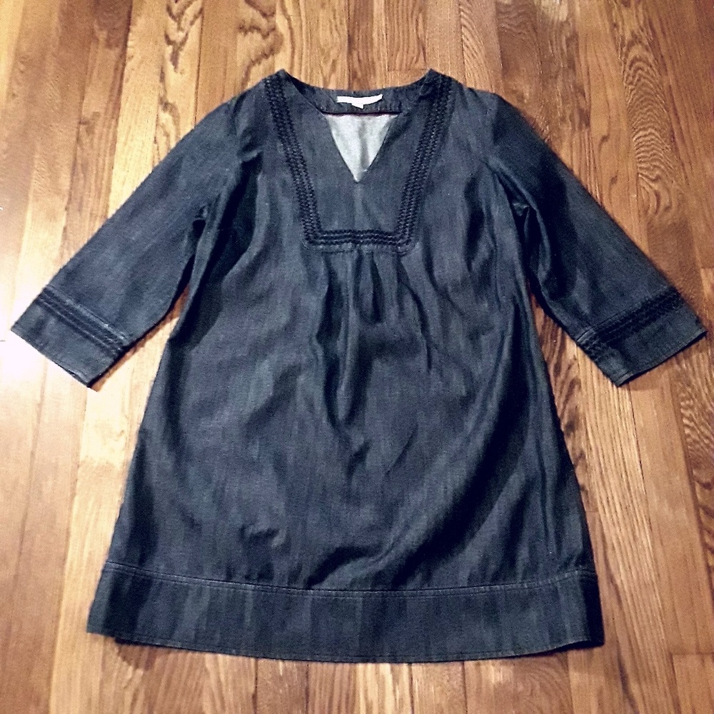 Boden Denim Embroidered Tunic Dress